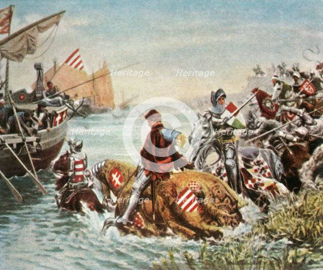 Sigismund is rescued after the battle of Nicopolis, 1396, (1936). Creator: Unknown.