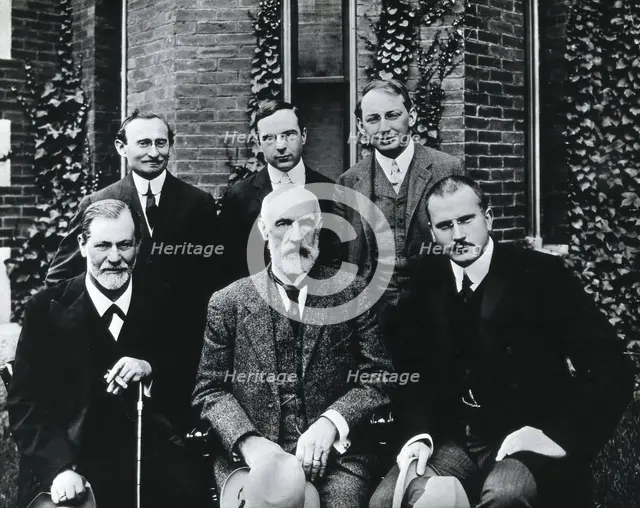 Sigmund Freud, Stanley Hall, Carl Gustav Jung, Abraham Arden Brill, Ernest Jones and..., 1909. Creator: Unknown.