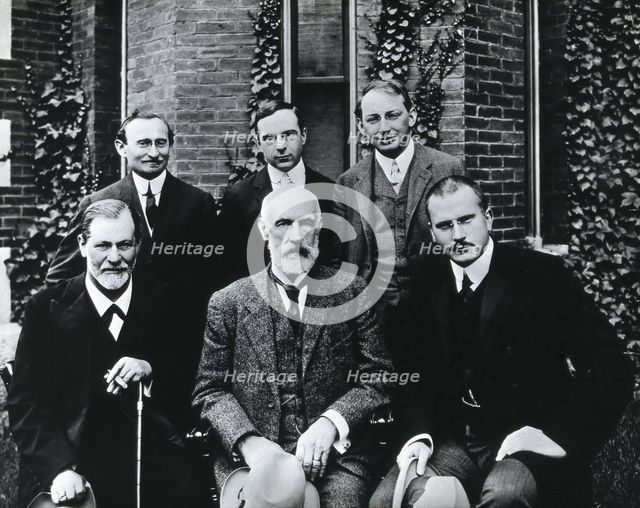 Sigmund Freud, Stanley Hall, Carl Gustav Jung, Abraham Arden Brill, Ernest Jones and..., 1909. Creator: Unknown.