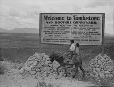 Sign entering Tombstone, Arizona, 1937. Creator: Dorothea Lange