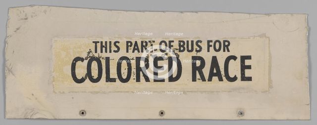 Sign from segregated Nashville bus number 351, ca. 1950. Creator: Unknown.