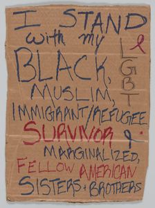 Sign from Women's March on Washington with "I Stand with...", 2017. Creator: Unknown