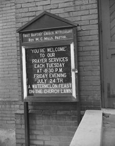 Sign in front of a church, Washington, D.C., 1942. Creator: Gordon Parks