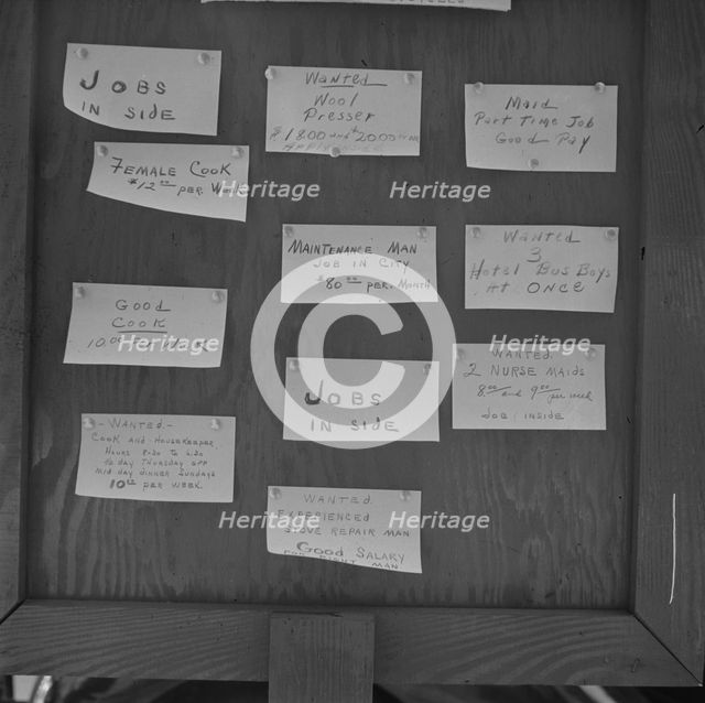 Sign in front of an employment agency, Jacksonville, Florida, 1943. Creator: Gordon Parks.