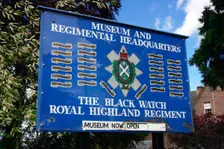 Sign, museum and headquarters of the Royal Highland Regiment, Perth, Scotland. Creator: Peter Thompson