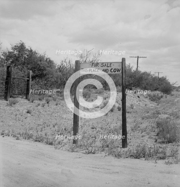 Sign near Saint David, Arizona, 1937. Creator: Dorothea Lange.