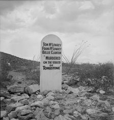 Sign near Tombstone, Boot Hill graveyard, Arizona, 1937. Creator: Dorothea Lange