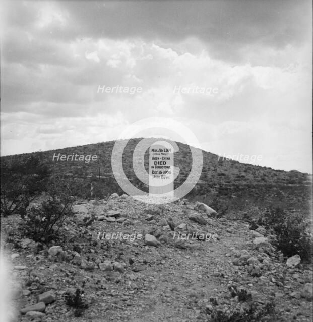 Sign near Tombstone, Boot Hill graveyard, Arizona, 1937. Creator: Dorothea Lange.