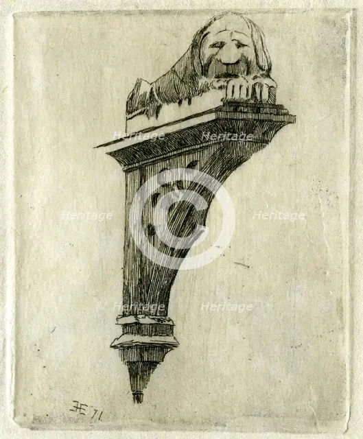 Sign of the Red Lion Inn, Glastonbury, Somerset, 1881.Artist: Edwin Edwards