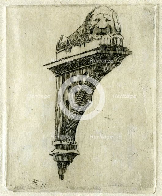 Sign of the Red Lion Inn, Glastonbury, Somerset, 1881.Artist: Edwin Edwards