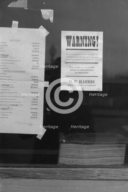 Sign posted in Marianna, Arkansas during the 1937 flood, 1937. Creator: Walker Evans.