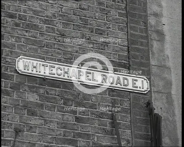 Sign Reading ‘Whitechapel Road E.I.’, 1930s. Creator: British Pathe Ltd.