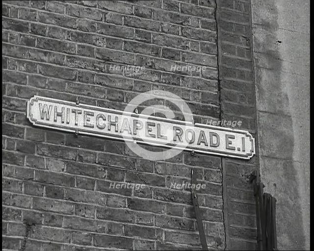 Sign Reading ‘Whitechapel Road E.I.’, 1930s. Creator: British Pathe Ltd.