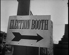 Sign Reads: Election Booth 1932. Creator: British Pathe Ltd