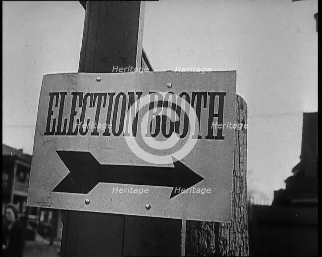 Sign Reads: 'Election Booth', 1932. Creator: British Pathe Ltd.