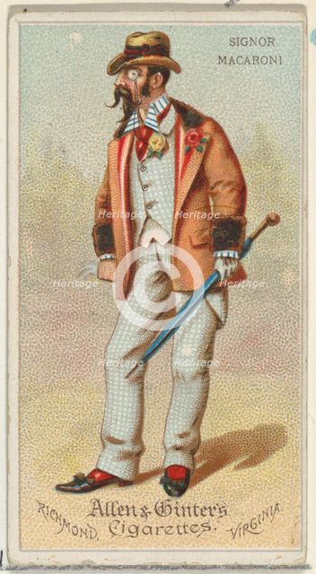 Signor Macaroni, from World's Dudes series (N31) for Allen & Ginter Cigarettes, 1888., 1888. Creator: Allen & Ginter.