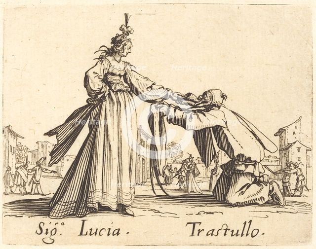 Signa. Lucia and Trastullo, c. 1622. Creator: Jacques Callot.