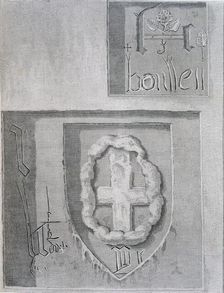 Signature of Anne Boleyn during her imprisonment in the Tower of London and another prisoner's cross Creator: English School (19th Century)