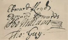 Signature of Edward Lloyd, 1692 (1928)