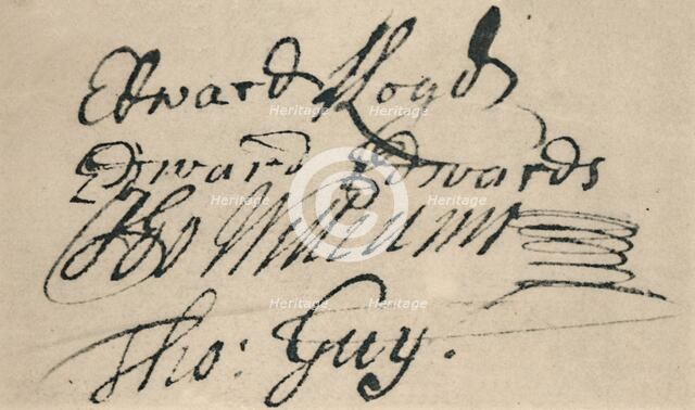 'Signature of Edward Lloyd, 1692', (1928). Artist: Unknown.