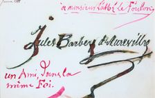 Signature of Jules-Amedee Barbey d'Aurevilly, 19th century. Artist: Jules-Amedee Barbey d'Aurevilly