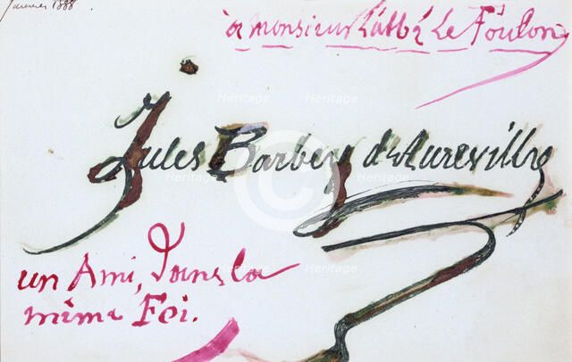 Signature of Jules-Amedee Barbey d'Aurevilly, 19th century. Artist: Jules-Amedee Barbey d'Aurevilly