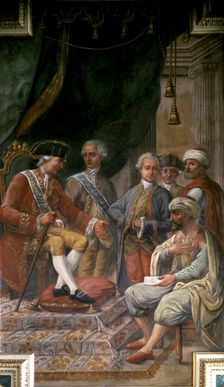 Signature of the treaty of peace, friendship and commerce between Charles III and the King of Mor…