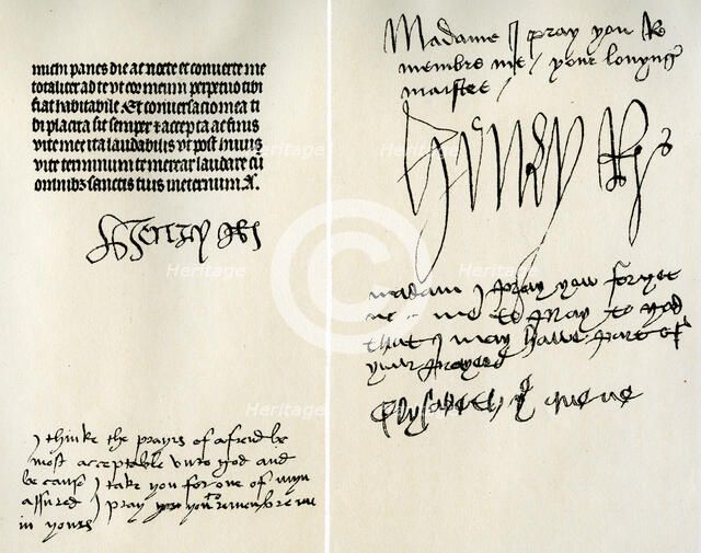 Signatures of Henry VII, Elizabeth of York, Henry VIII and Catherine of Aragon, 16th century.Artist: King Henry VIII