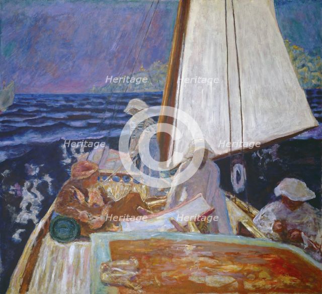 Signac and his friends in a sailboat, c 1924. Creator: Bonnard, Pierre (1867-1947).