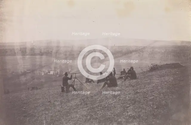 Signal Corps, Rappidan River/Signal Corps Reconnoitering at Fredericksburg, Virginia, 1863. Creator: Tim O'Sullivan.
