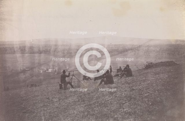 Signal Corps, Rappidan River/Signal Corps Reconnoitering at Fredericksburg, Virginia, 1863. Creator: Tim O'Sullivan.