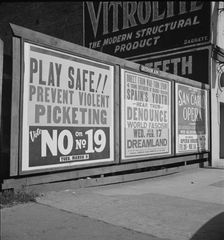 Signboards in San Francisco, California, 1937. Creator: Dorothea Lange