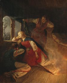 Signe Seeks Death in the Flames of Her Bower, mid-late 19th century. Creator: Vilhelm Wallander