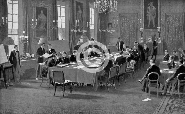 Signing the treaty of London, May 1913, (c1920). Artist: Unknown