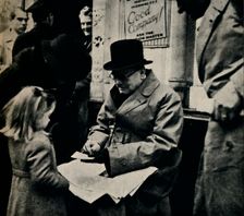 Signing Autographs in the North Country c1945. Creator: Unknown