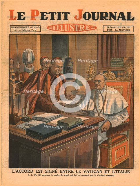 Signing of the accord between the Vatican and Italy, 1929. Creator: Unknown.