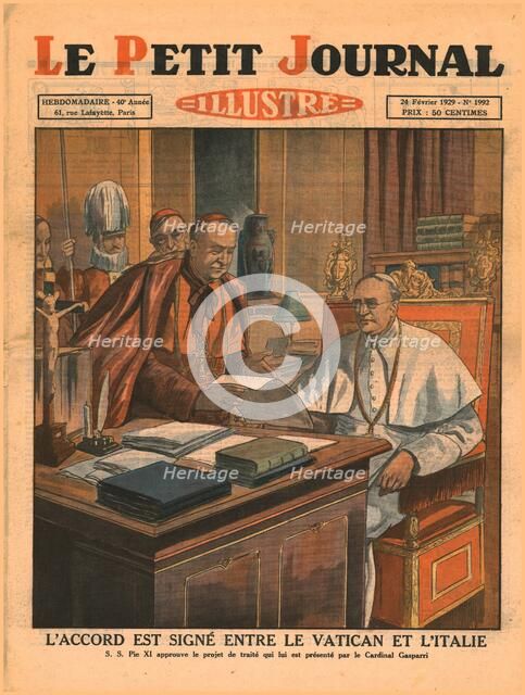 Signing of the accord between the Vatican and Italy, 1929. Creator: Unknown.