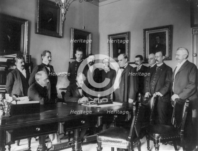 Signing of the Peace Protocol - Washington - Aug. 12th, 1898, c1898. Creator: Frances Benjamin Johnston.