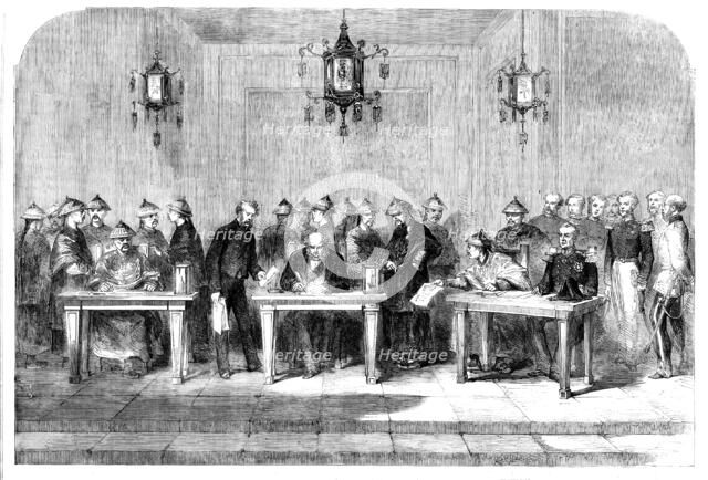 Signing of the Treaty between England and China at Tien-tsin on June 26, 1858, (1858). Creator: Unknown.