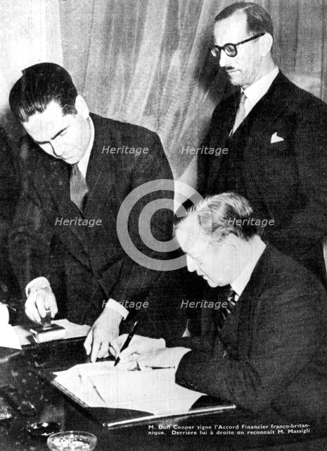 Signing of financial accord between Britain and the Free French, Algiers, 8 February 1944. Artist: Unknown