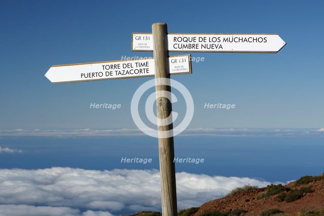 Signpost, Parque Nacional de la Caldera de Taburiente, La Palma, Canary Islands, Spain, 2009. 
