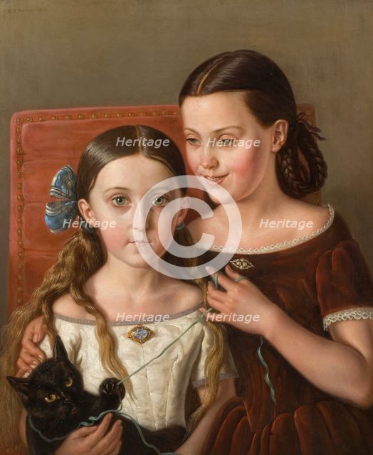 Sigrid and Anna Mazér, Nieces of the Artist, 1858. Creator: Carl Peter Mazer.