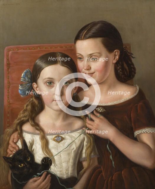 Sigrid and Anna Mazér, Nieces of the Artist, 1858. Creator: Carl Peter Mazer.