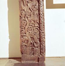 Sigurd roasts the heart of the Dragon, Fafnir, white Regin sleeps, 12th-13th centur