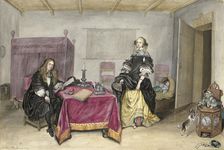 Sijbrant Schellinger and Jenneken ter Borch with two children in an interior, 1669. Creator: Gesina ter Borch