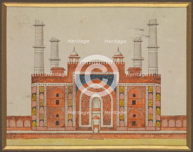 Sikandra, near Agra, Uttar Pradesh: gateway to the mausoleum..., (between 1820 and 1829?). Creator: Unknown.