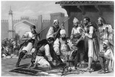 Sikh troops dividing the spoils taken from mutineers , 1857, (c1860)