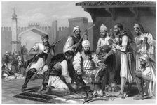 Sikh troops dividing the spoils taken from mutineers , 1857, (c1860)