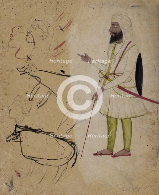 Sikh Noble (possibly Raja Dhian Singh, 1796-1843..., c1840. Creator: Unknown.