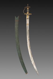 Silapa Sword with Green Leather Case., 1700s-1800s. Creator: Unknown